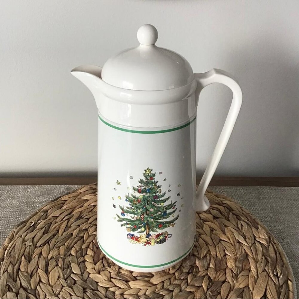 Nikko‎ Christmastime Tree Thermal Vacuum Carafe Water Coffee Hot Cocoa 1 Liter